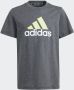 Adidas Sportswear T-shirt grijs melange limegroen Katoen Ronde hals 164 - Thumbnail 1