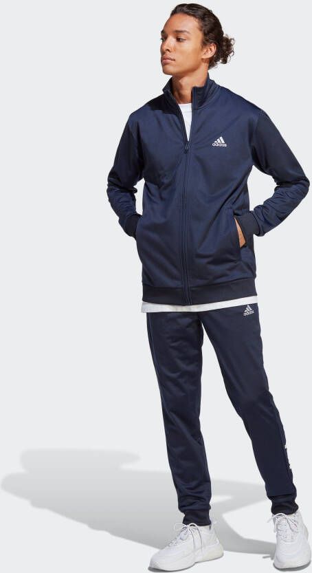 Adidas Blauw Tricot Pak met Hoge Hals Rits en Logo Blauw Heren