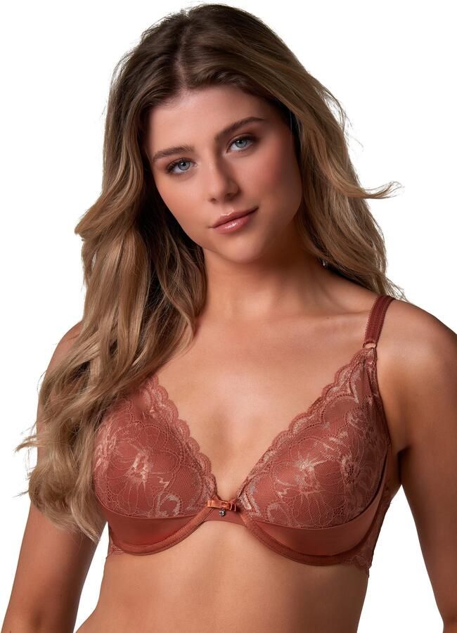 After Eden D-cup & up Bh met halve steuncups Mexy verstelbare bandjes met cup met beugel met kant met strik - Foto 5