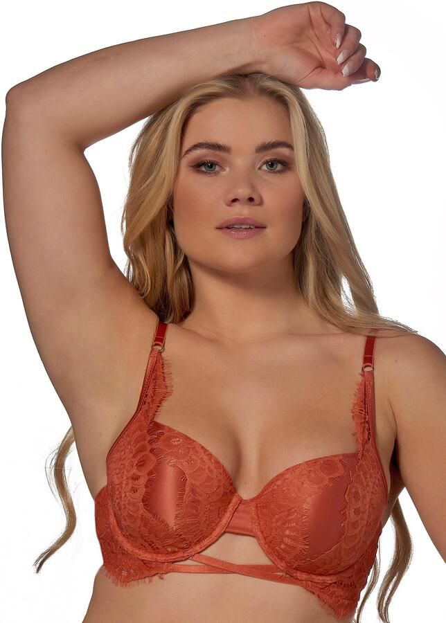 After Eden D-cup & up Bh met halve steuncups TESSA met cup met beugel met kant satijn-look met bandjes vrouwelijk - Foto 5