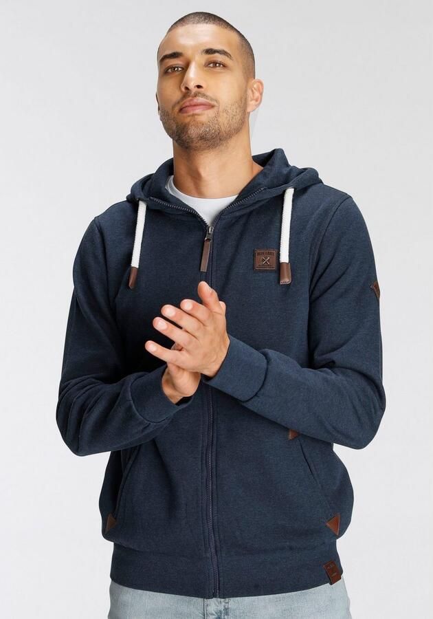 AJC Capuchonsweatvest met leren applicaties aan de insteekzakken - Foto 3