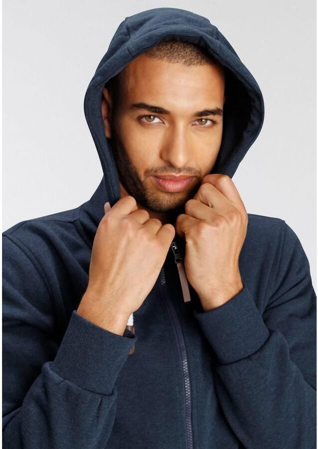 AJC Capuchonsweatvest met leren applicaties aan de insteekzakken - Foto 2