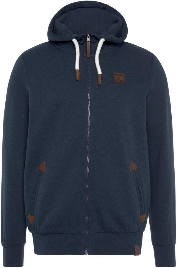 AJC Capuchonsweatvest met leren applicaties aan de insteekzakken - Foto 5