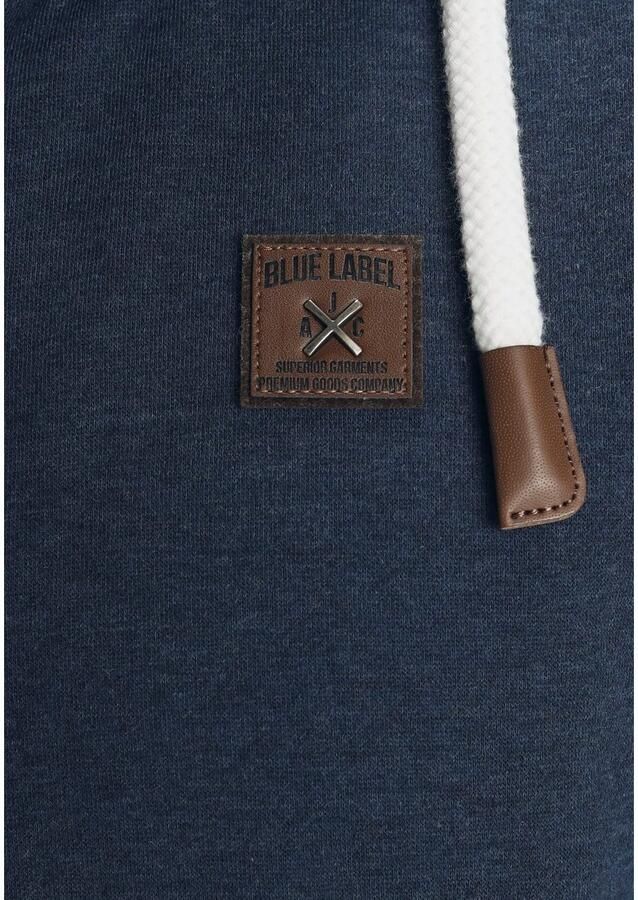 AJC Capuchonsweatvest met leren applicaties aan de insteekzakken