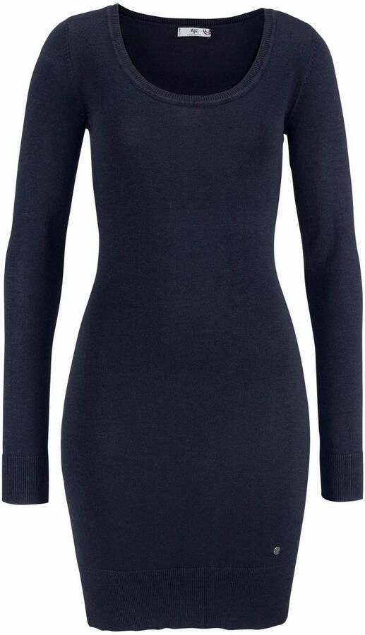 AJC Gebreide jurk figuurvolgend van viscose en polyamide lange mouwen met ribboordjes - Foto 8