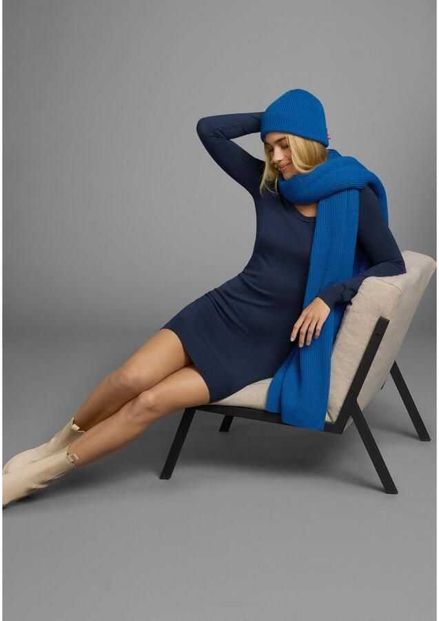 AJC Gebreide jurk figuurvolgend van viscose en polyamide lange mouwen met ribboordjes - Foto 3