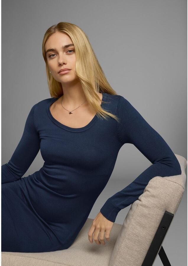 AJC Gebreide jurk figuurvolgend van viscose en polyamide lange mouwen met ribboordjes - Foto 4