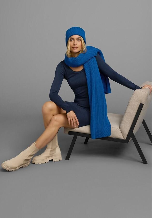 AJC Gebreide jurk figuurvolgend van viscose en polyamide lange mouwen met ribboordjes - Foto 5