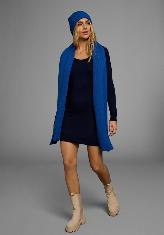 AJC Gebreide jurk figuurvolgend van viscose en polyamide lange mouwen met ribboordjes - Foto 6