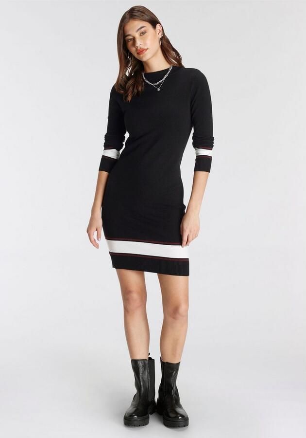 AJC Gebreide jurk met contraststrepen van zachte viscosemix - Foto 6