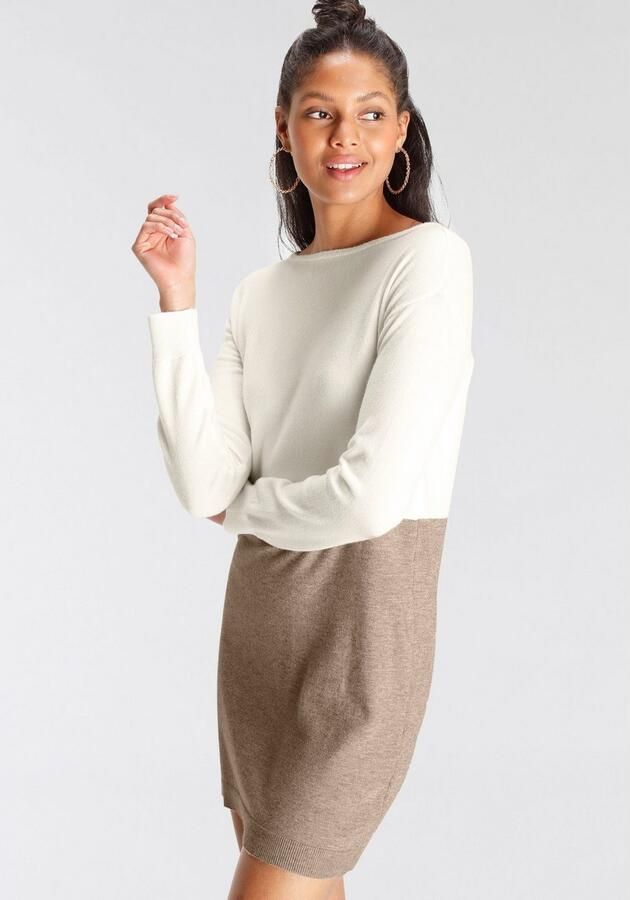 AJC Gebreide jurk met ronde halslijn en trendy colourblock design - Foto 3