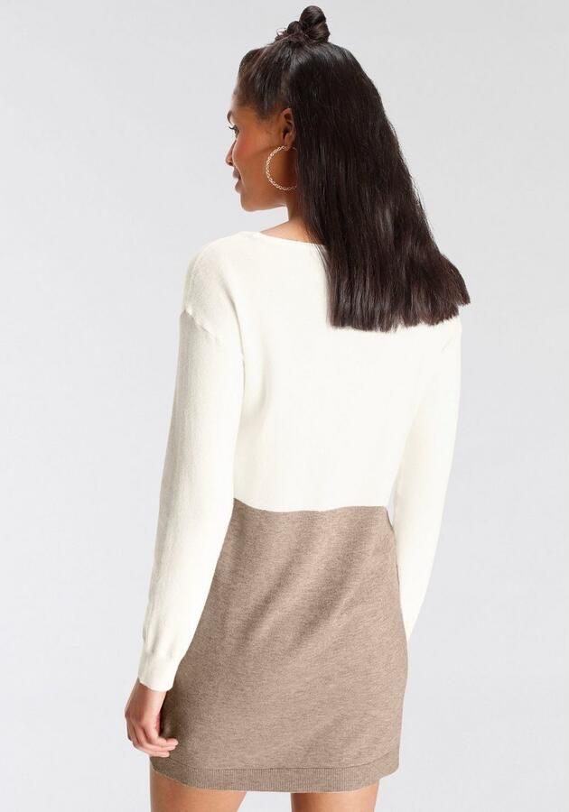 AJC Gebreide jurk met ronde halslijn en trendy colourblock design - Foto 5