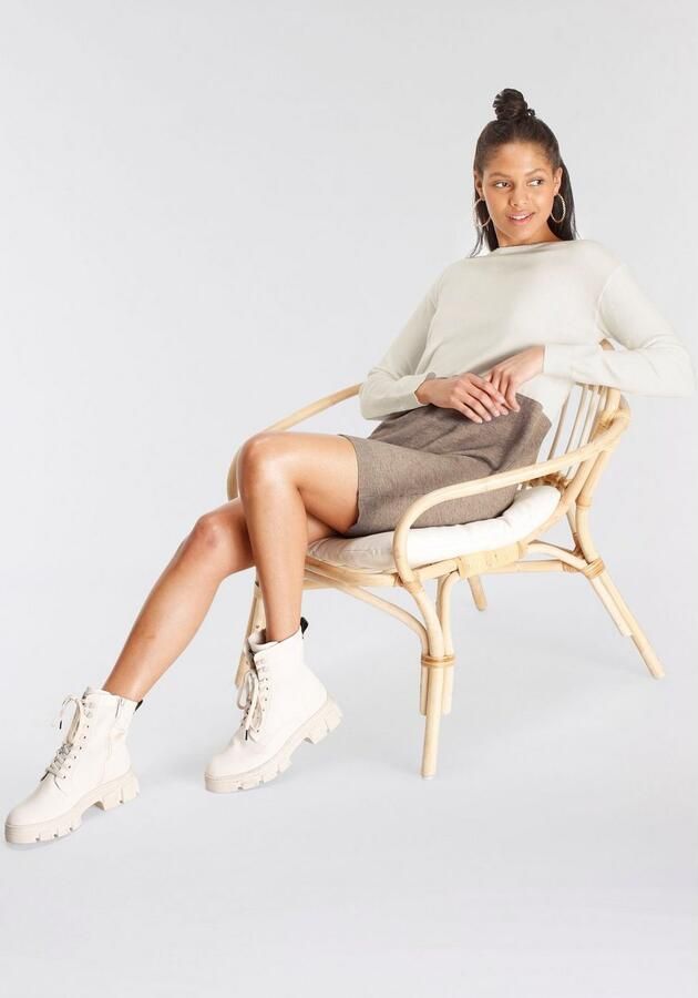 AJC Gebreide jurk met ronde halslijn en trendy colourblock design - Foto 6