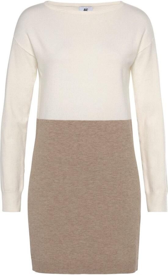AJC Gebreide jurk met ronde halslijn en trendy colourblock design - Foto 7