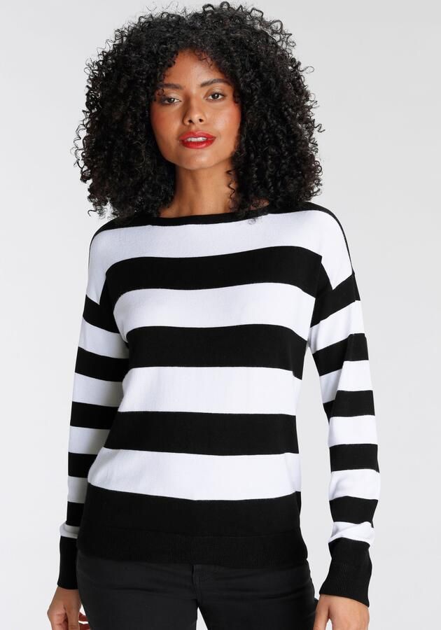 AJC Gebreide trui met blokstrepen en ronde hals - Foto 8
