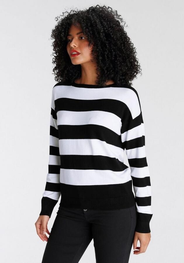 AJC Gebreide trui met blokstrepen en ronde hals - Foto 4