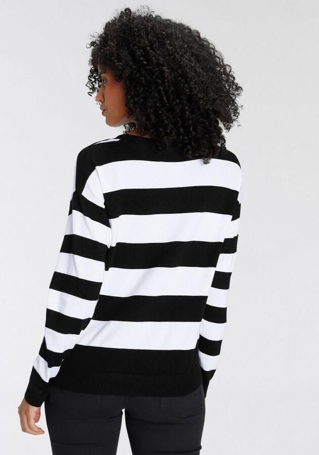 AJC Gebreide trui met blokstrepen en ronde hals - Foto 5