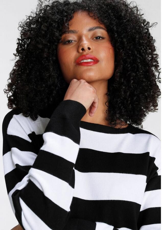 AJC Gebreide trui met blokstrepen en ronde hals - Foto 3