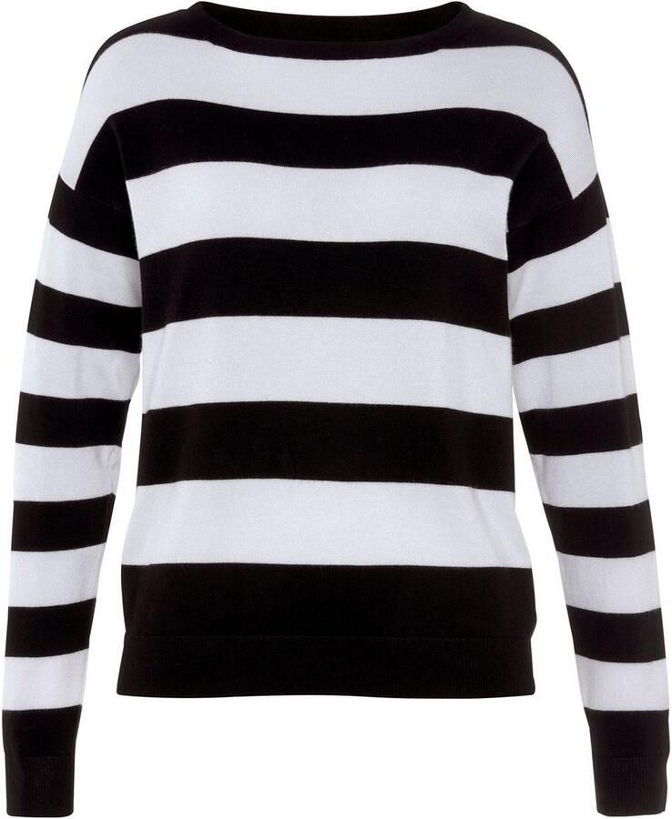 AJC Gebreide trui met blokstrepen en ronde hals