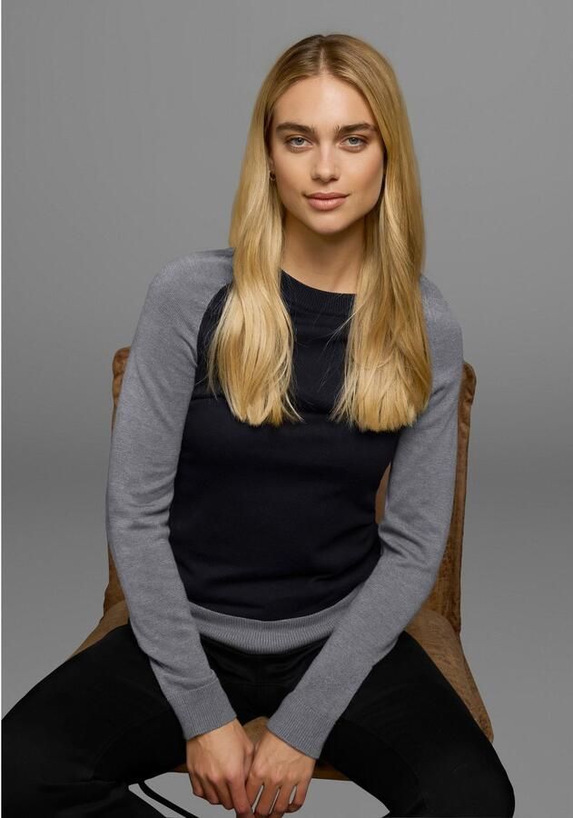 AJC Gebreide trui met contrastkleurige mouwen en boord - Foto 6