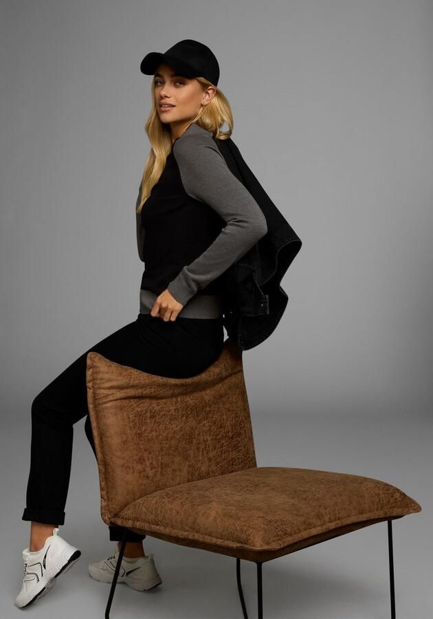 AJC Gebreide trui met contrastkleurige mouwen en boord - Foto 8