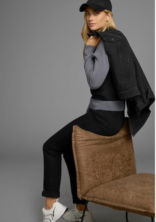 AJC Gebreide trui met contrastkleurige mouwen en boord - Foto 5