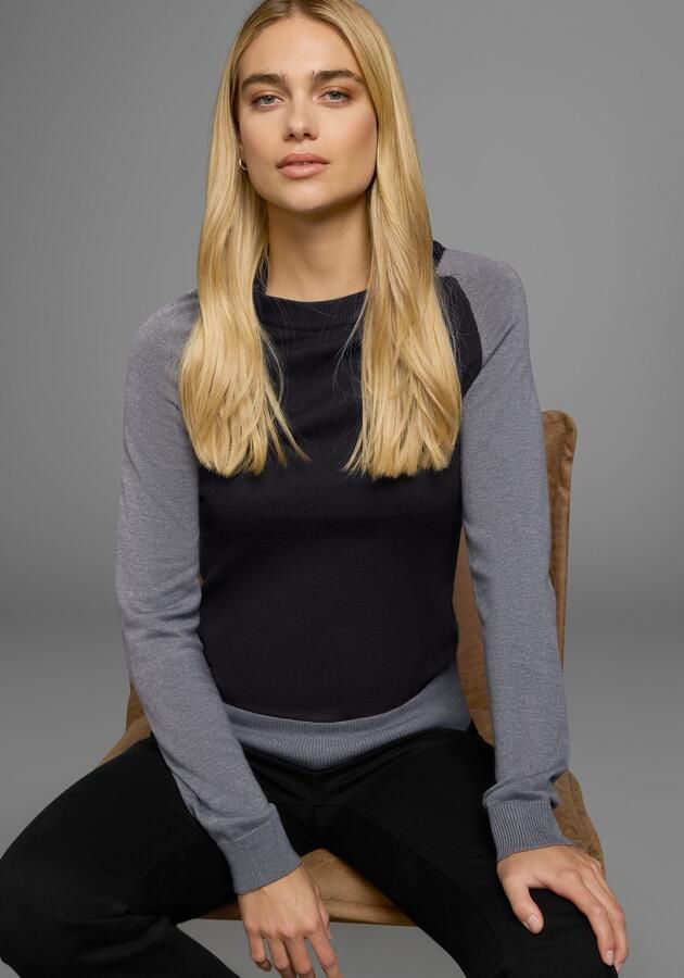 AJC Gebreide trui met contrastkleurige mouwen en boord - Foto 11