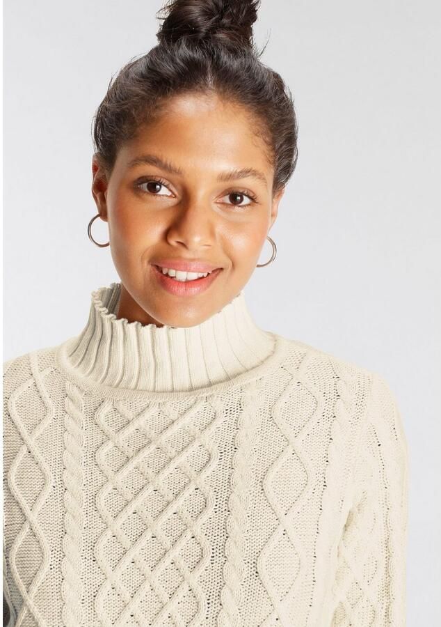 AJC Gebreide trui met modieus kabelpatroon en opstaande kraag - Foto 2