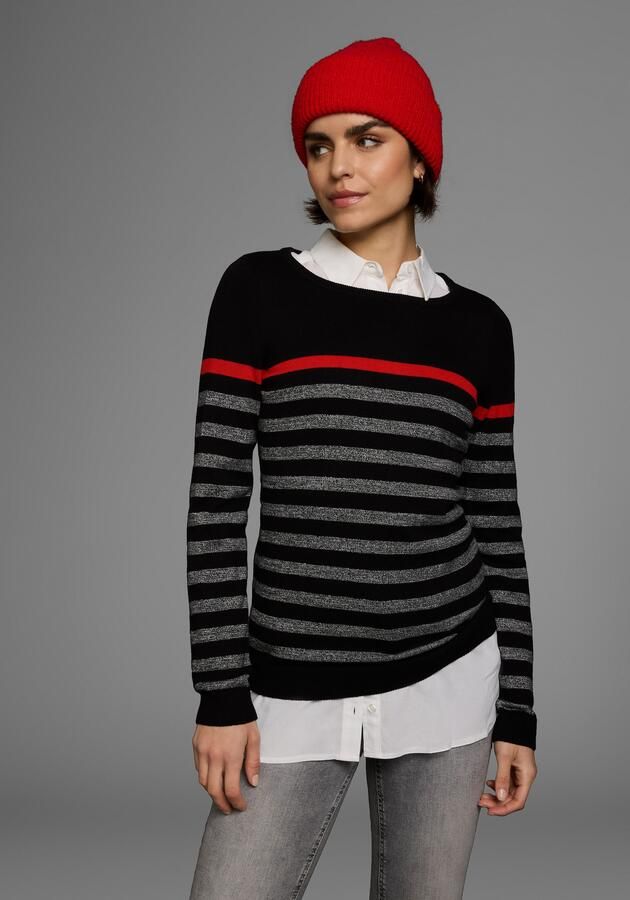 AJC Gebreide trui met modieuze contraststrepen