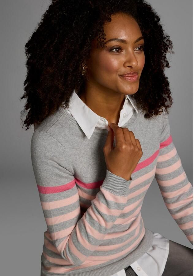 AJC Gebreide trui met modieuze contraststrepen - Foto 3