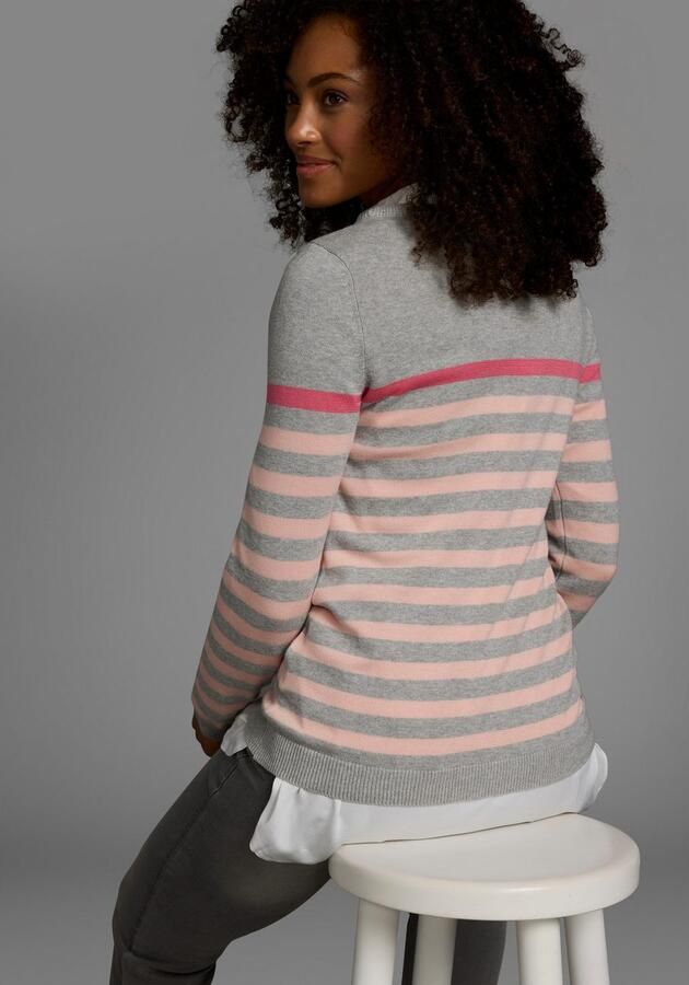 AJC Gebreide trui met modieuze contraststrepen - Foto 6