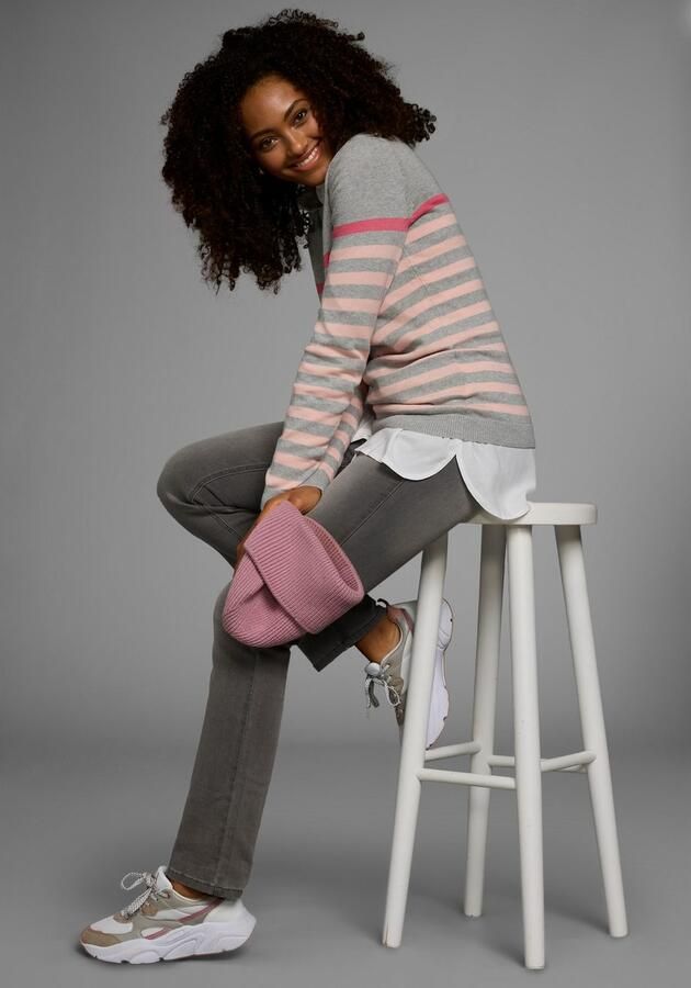 AJC Gebreide trui met modieuze contraststrepen - Foto 8