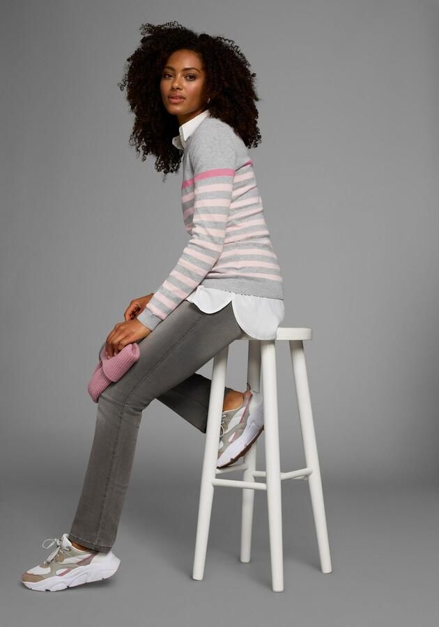 AJC Gebreide trui met modieuze contraststrepen - Foto 9