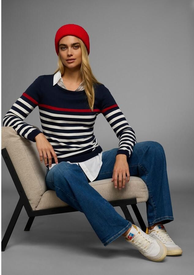 AJC Gebreide trui met modieuze contraststrepen - Foto 8