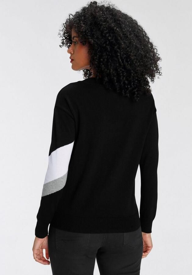 AJC Gestreepte trui met trendy diagonale colorblocking - Foto 5