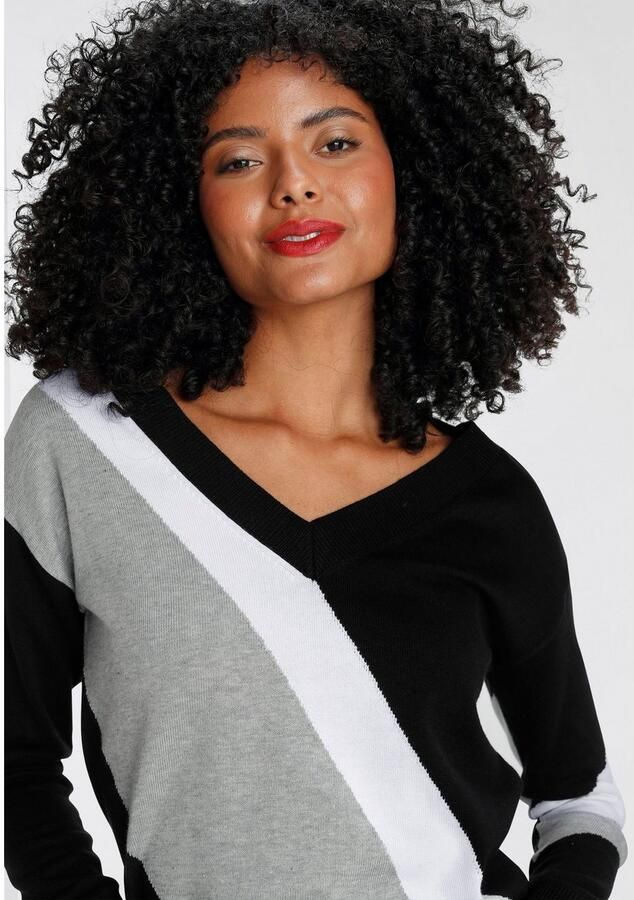 AJC Gestreepte trui met trendy diagonale colorblocking - Foto 3