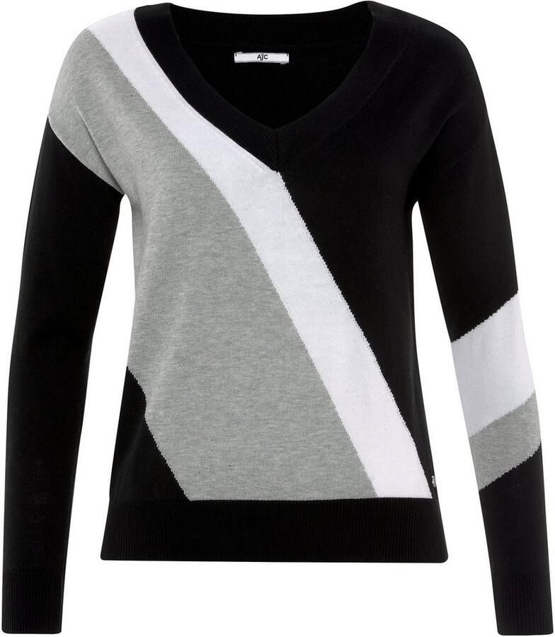 AJC Gestreepte trui met trendy diagonale colorblocking