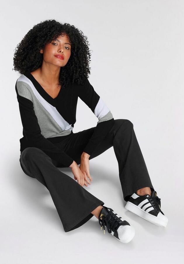 AJC Gestreepte trui met trendy diagonale colorblocking - Foto 7