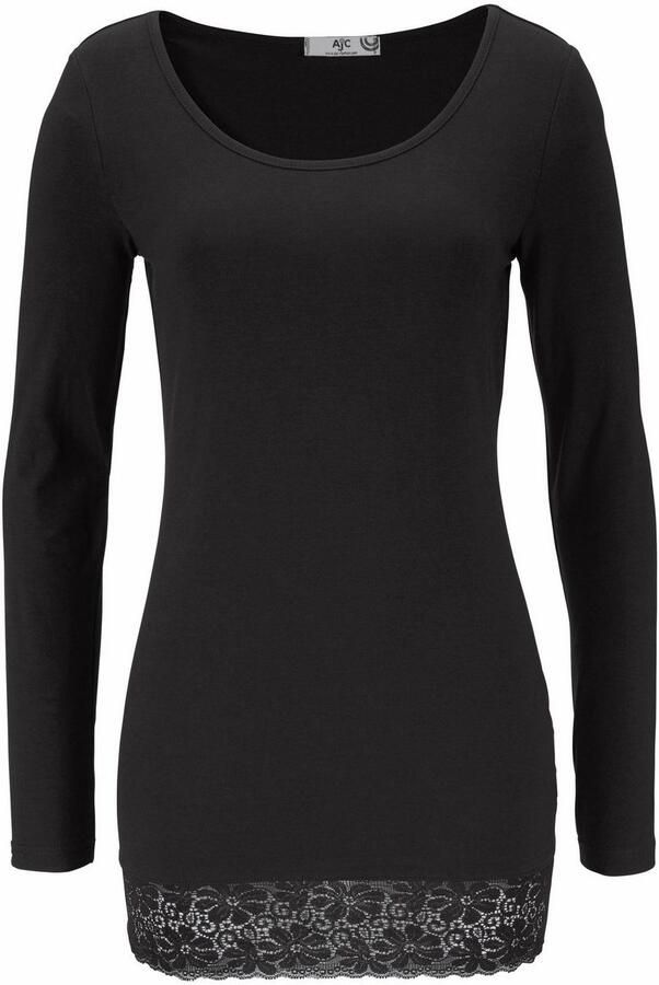 AJC Lang shirt Lange mouwen figuurvolgende snit effen ronde hals - Foto 3