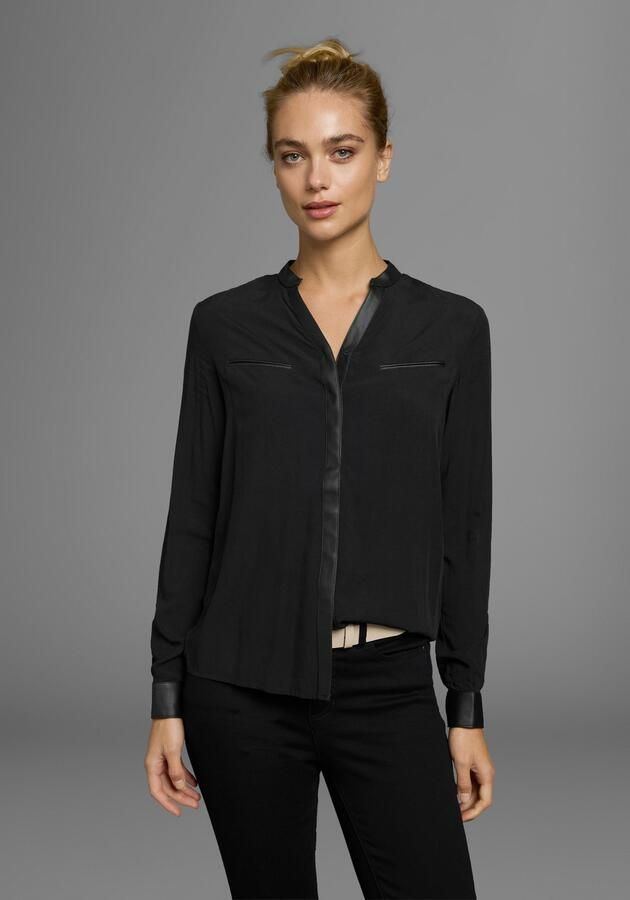 AJC Overhemdblouse met details van imitatieleer - Foto 5