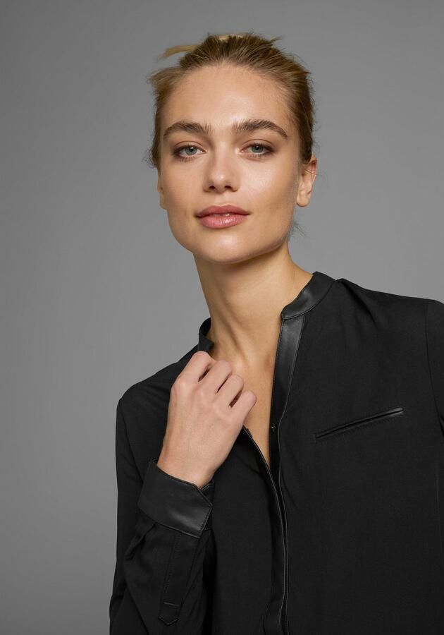 AJC Overhemdblouse met details van imitatieleer - Foto 7