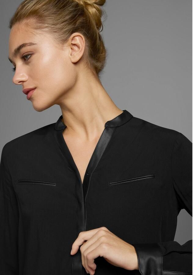 AJC Overhemdblouse met details van imitatieleer - Foto 2