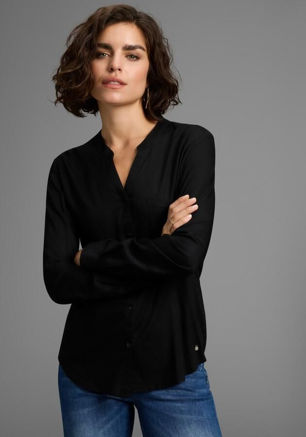 AJC Overhemdblouse met kleine staande kraag en borstzak - Foto 4