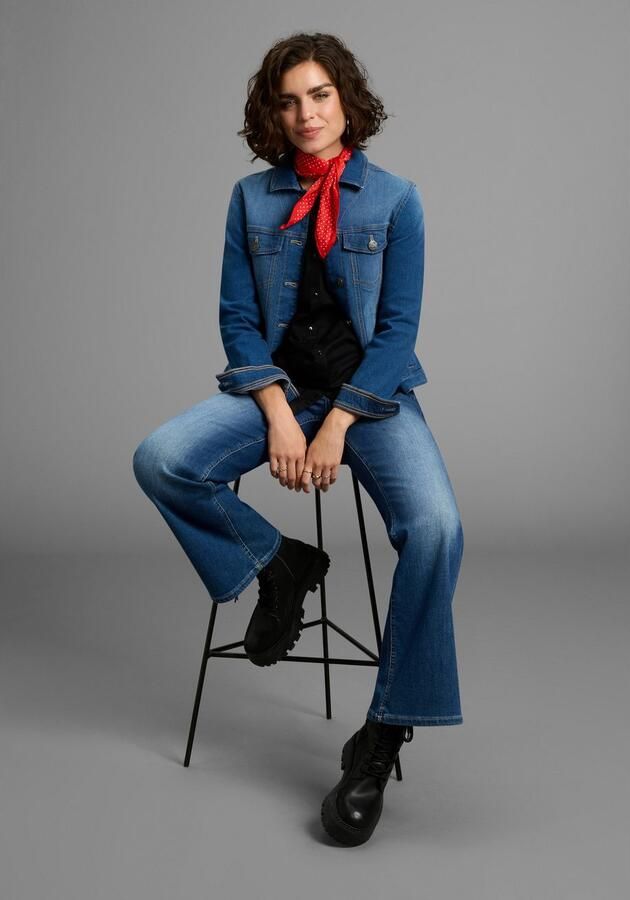 AJC Overhemdblouse met kleine staande kraag en borstzak - Foto 5