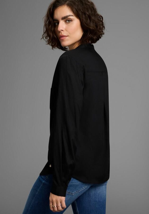 AJC Overhemdblouse met kleine staande kraag en borstzak - Foto 7