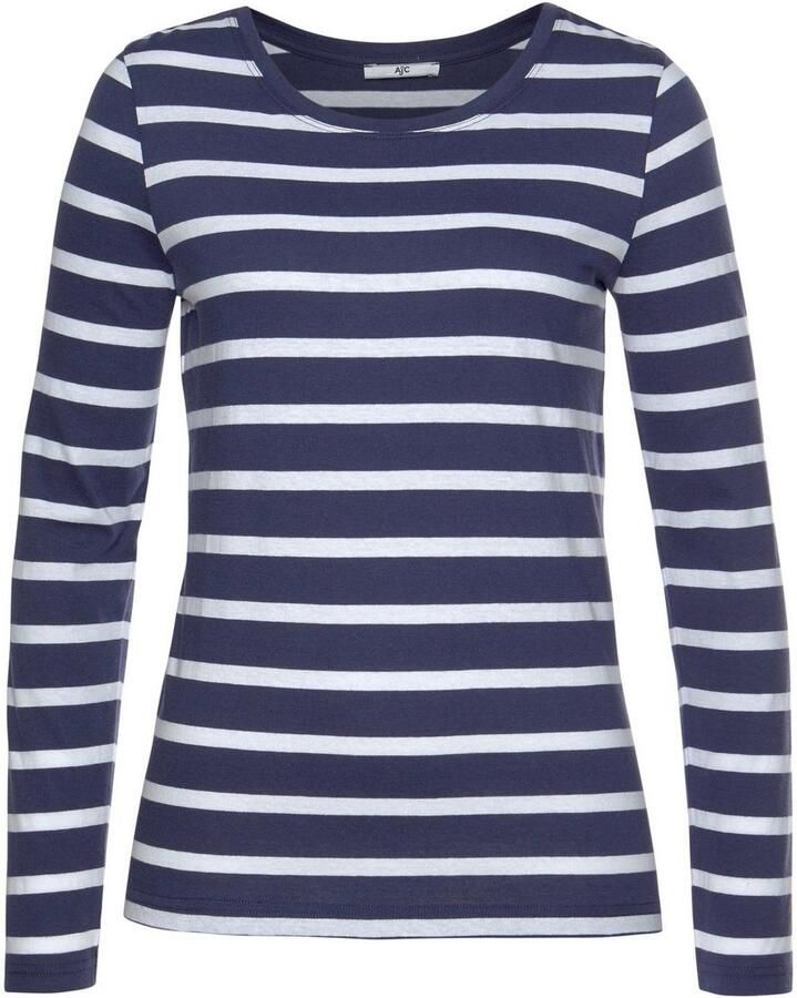 AJC Shirt met lange mouwen gestreept ronde hals van katoen van single jersey - Foto 3