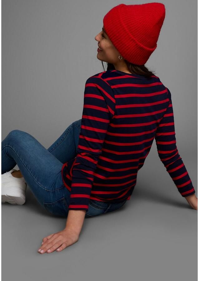 AJC Shirt met lange mouwen gestreept ronde hals van katoen van single jersey - Foto 4