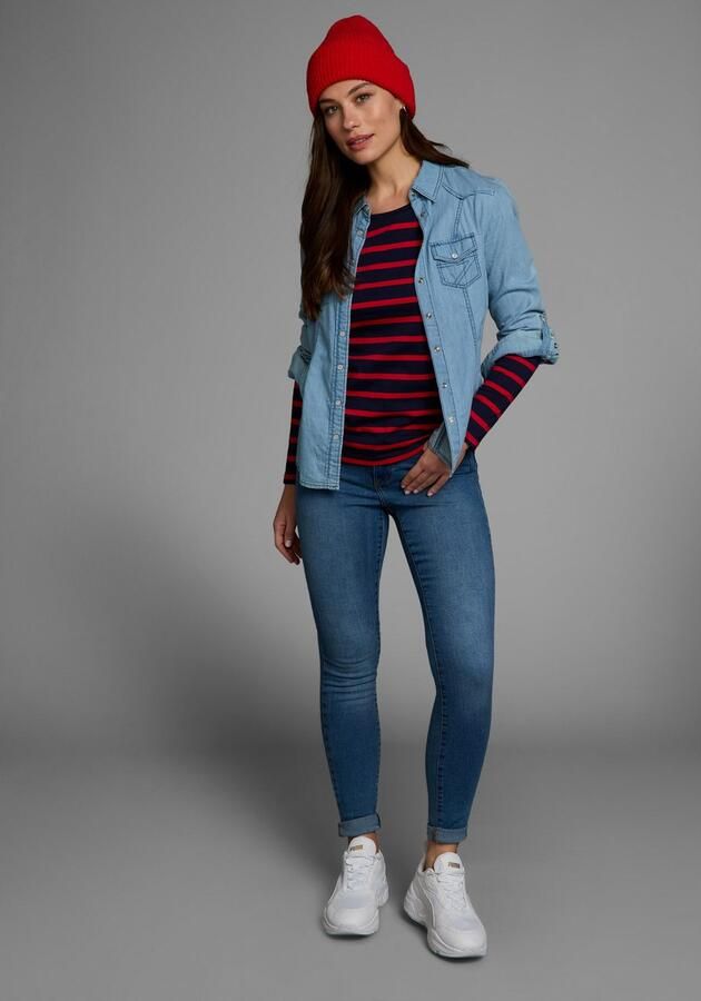 AJC Shirt met lange mouwen gestreept ronde hals van katoen van single jersey - Foto 10