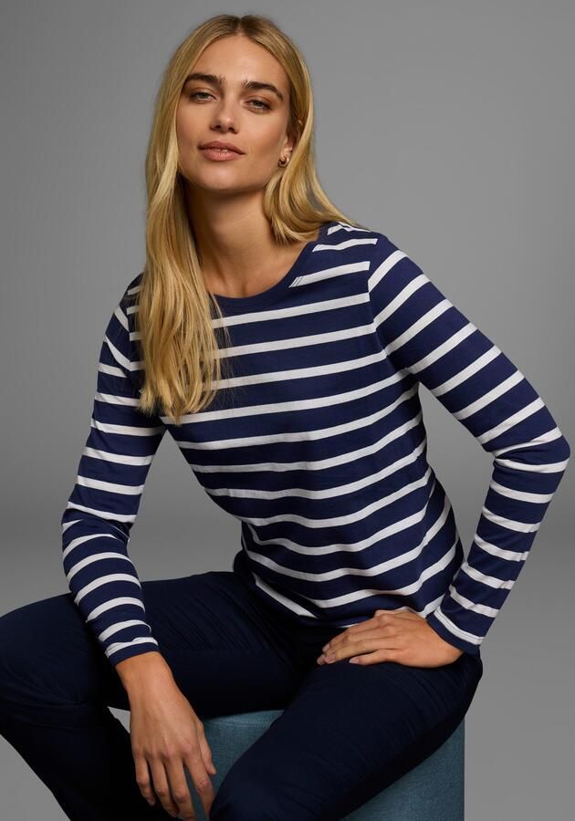 AJC Shirt met lange mouwen gestreept ronde hals van katoen van single jersey - Foto 2