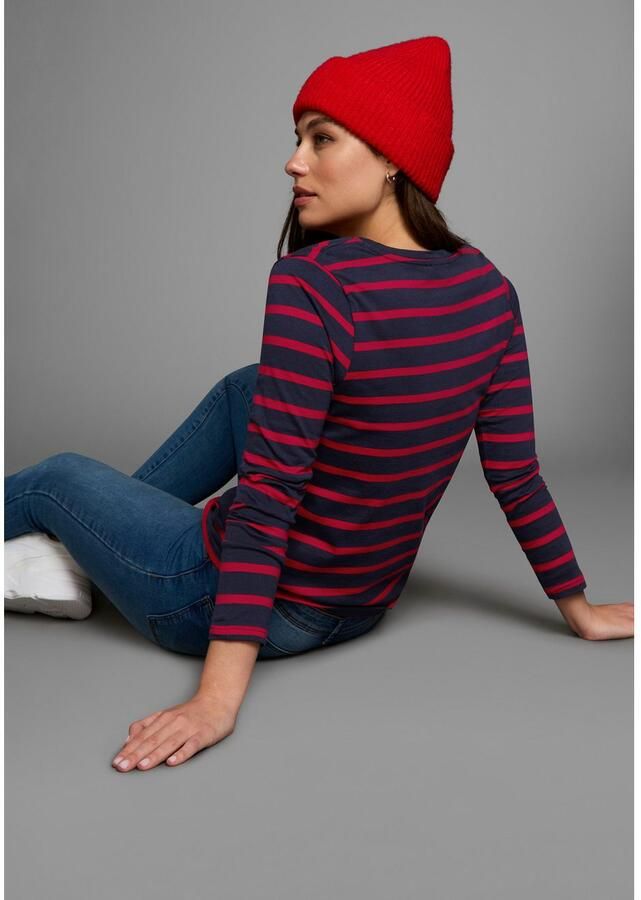 AJC Shirt met lange mouwen gestreept ronde hals van katoen van single jersey